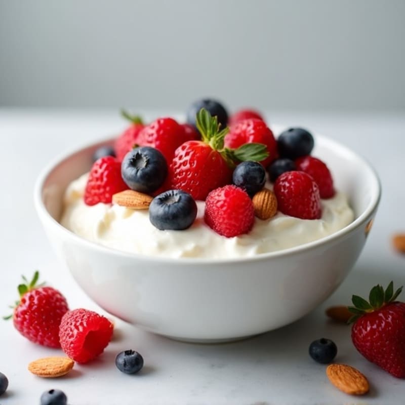 Creamy Greek Yogurt with Fresh Berries and Crunchy Almonds