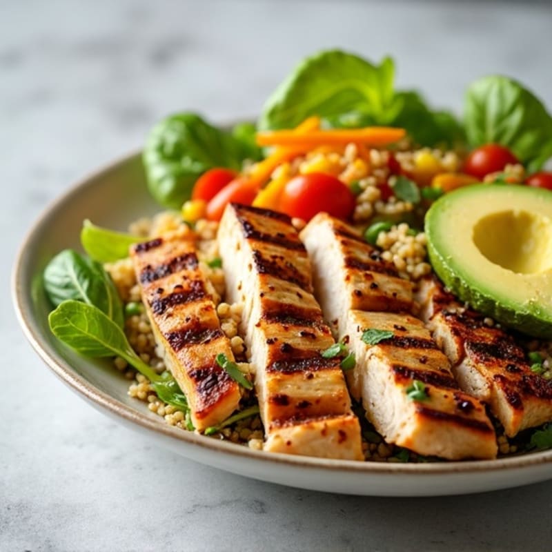 Grilled Chicken and Quinoa Salad with Crunchy Vegetables