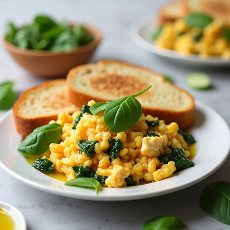 Egg White and Turkey Rasher Scramble with Spinach and Sourdough Toast