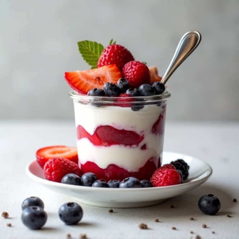 Greek Yogurt Protein Parfait with Mixed Berries and Almond Butter