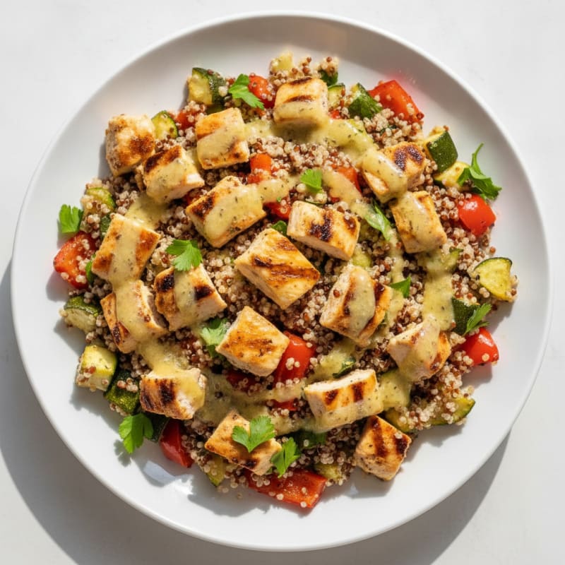Grilled Chicken and Quinoa Salad with Roasted Vegetables