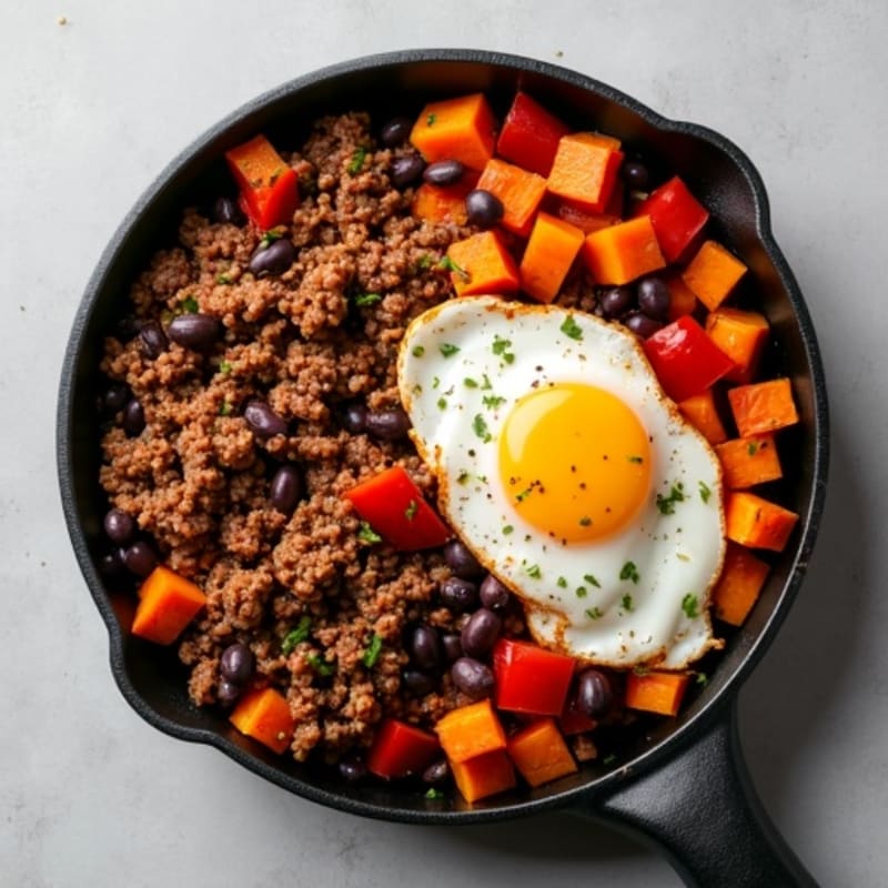 Spiced Ground Beef and Sweet Potato Skillet