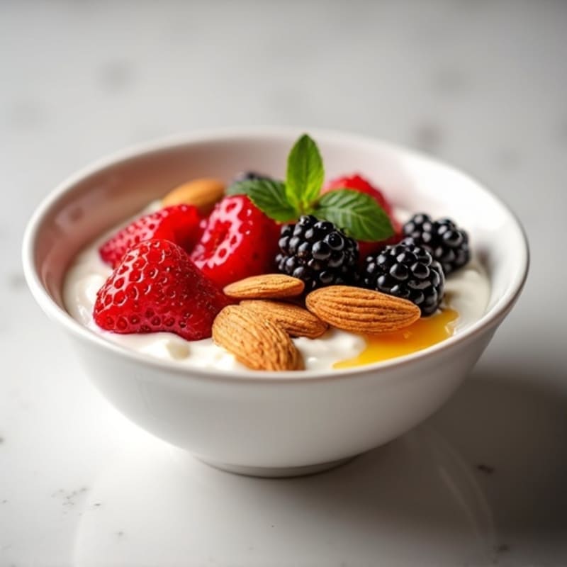 Silky Protein Yogurt Bowl with Berries and Almonds