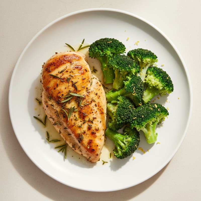 Herb-Roasted Chicken Breast with Steamed Broccoli