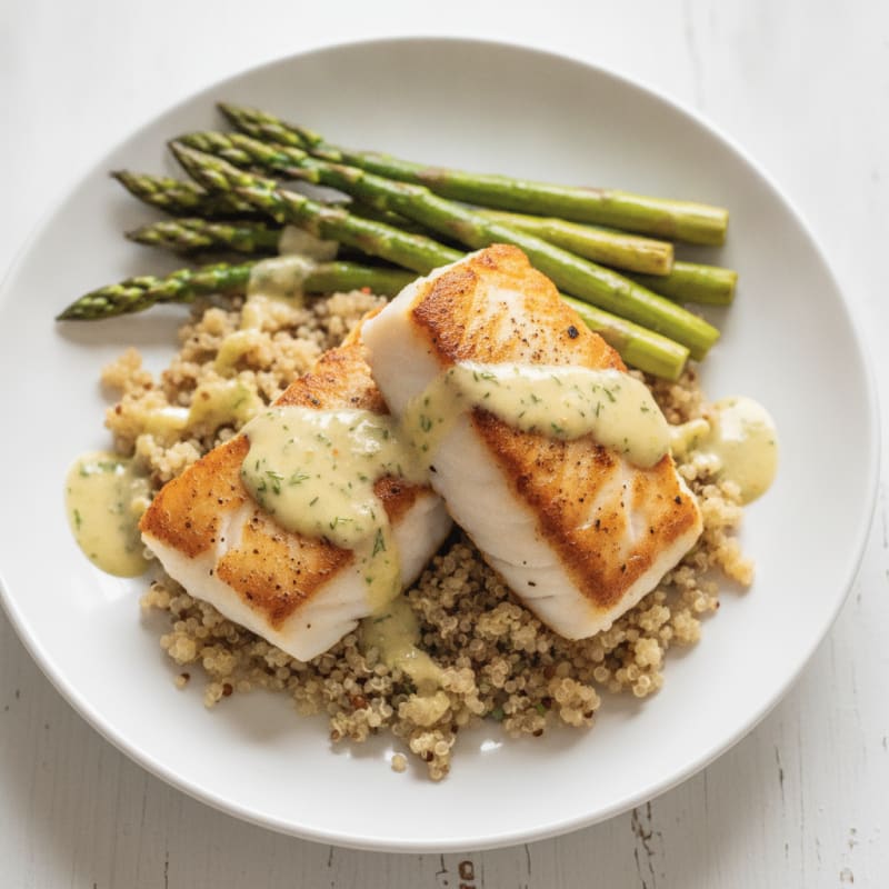 Pan-Seared Cod with Lemon-Dill Sauce