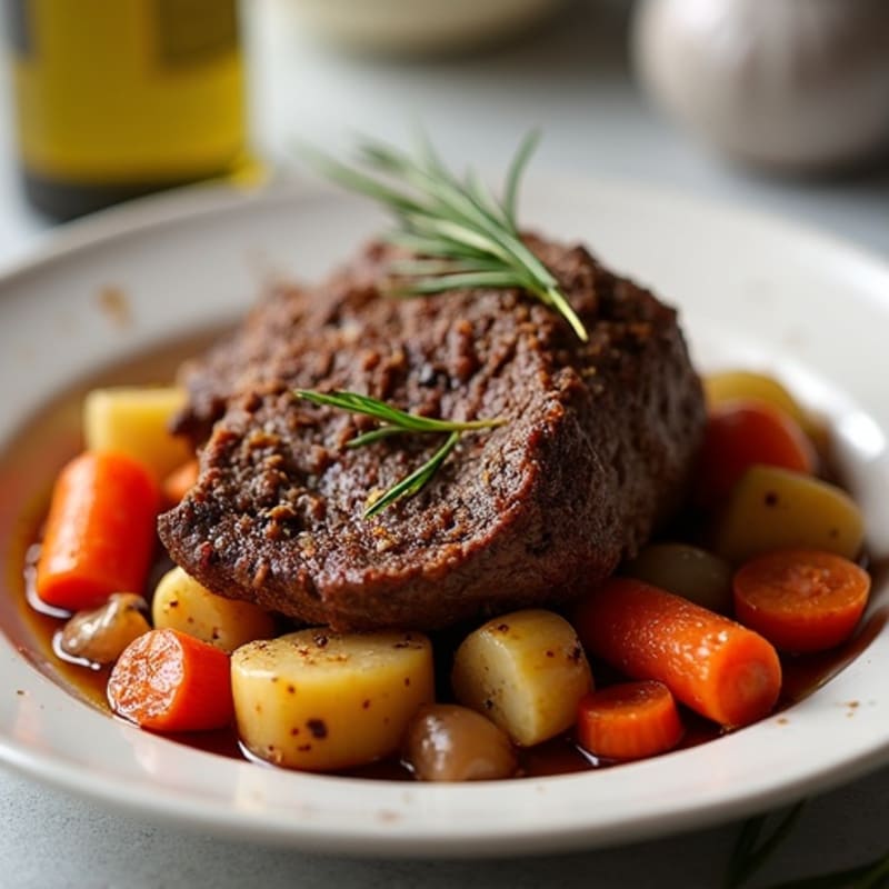 Slow-Cooked Beef Pot Roast with Roasted Root Vegetables