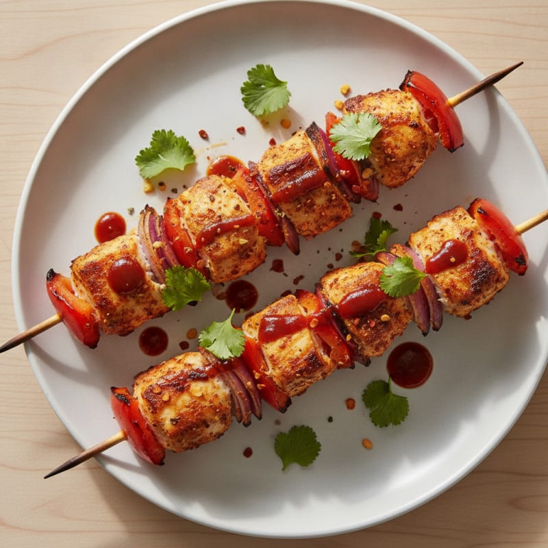Spicy Chicken and Bell Pepper Skewers