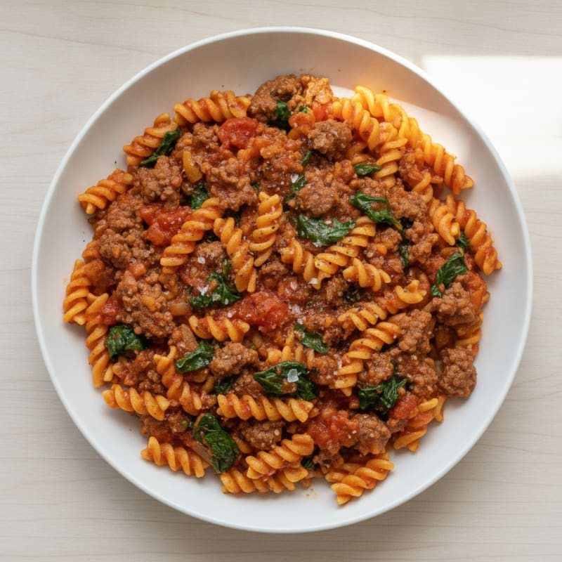 Hearty Beef and Tomato Pasta Skillet