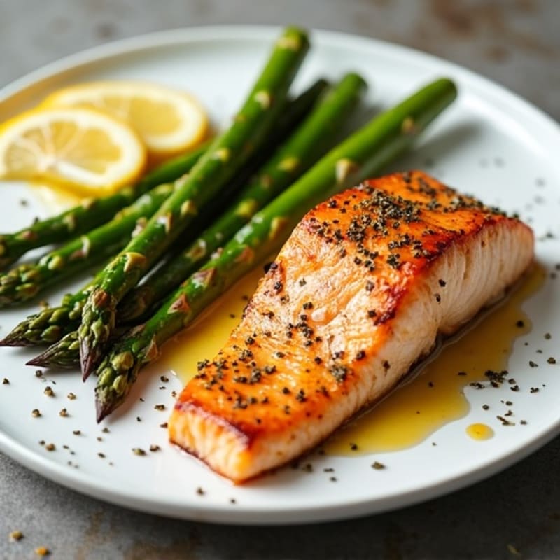 Flaky Pan-Seared Salmon with Roasted Asparagus