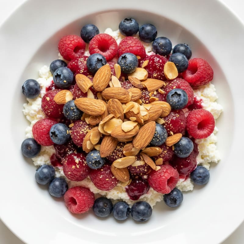 Cottage Cheese Berry Protein Bowl with Almonds