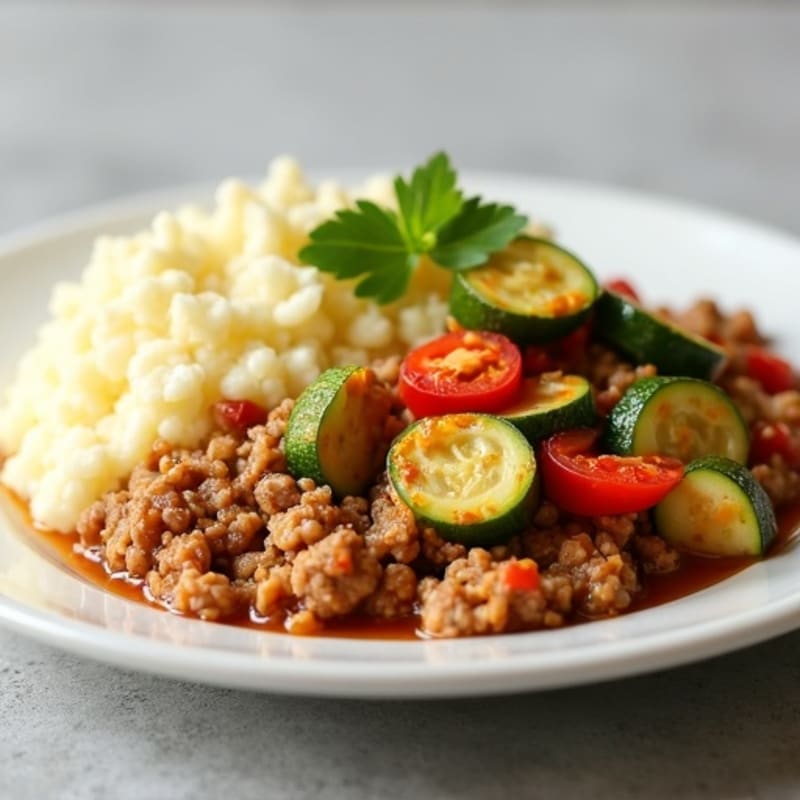 Hearty Lean Ground Turkey and Vegetable Bake with Creamy Cauliflower Mash
