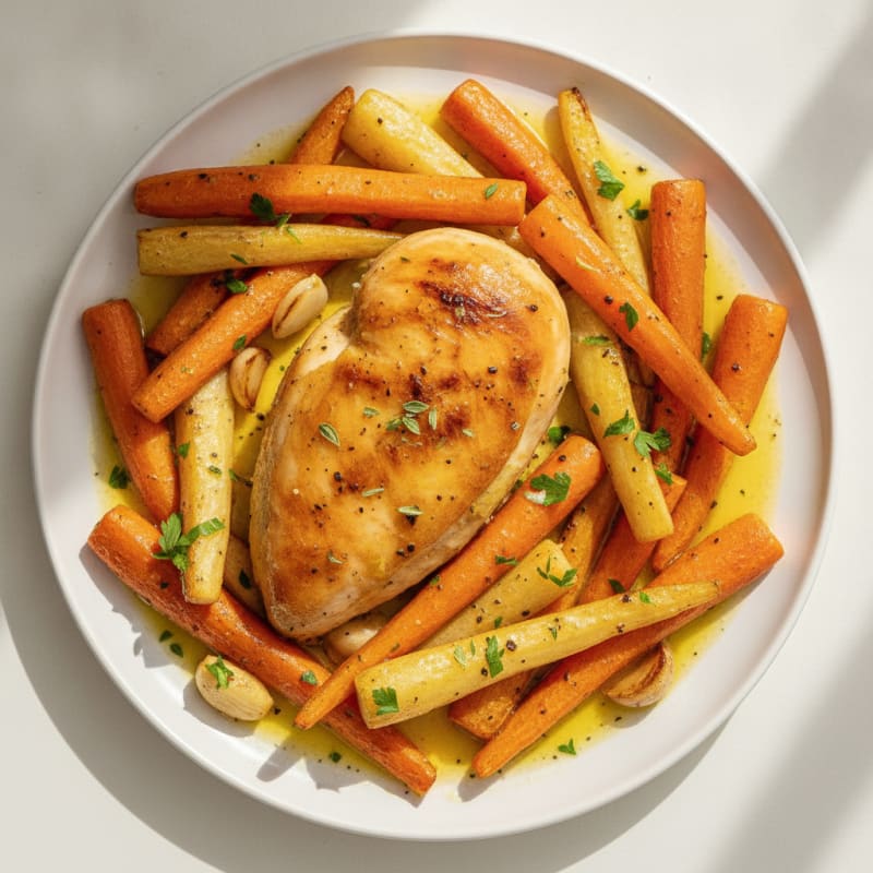 Lemon-Herb Roasted Chicken and Root Vegetables