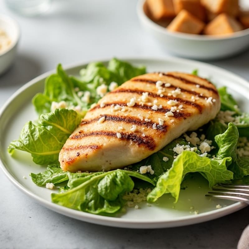 Grilled Chicken Caesar Salad with Crispy Romaine