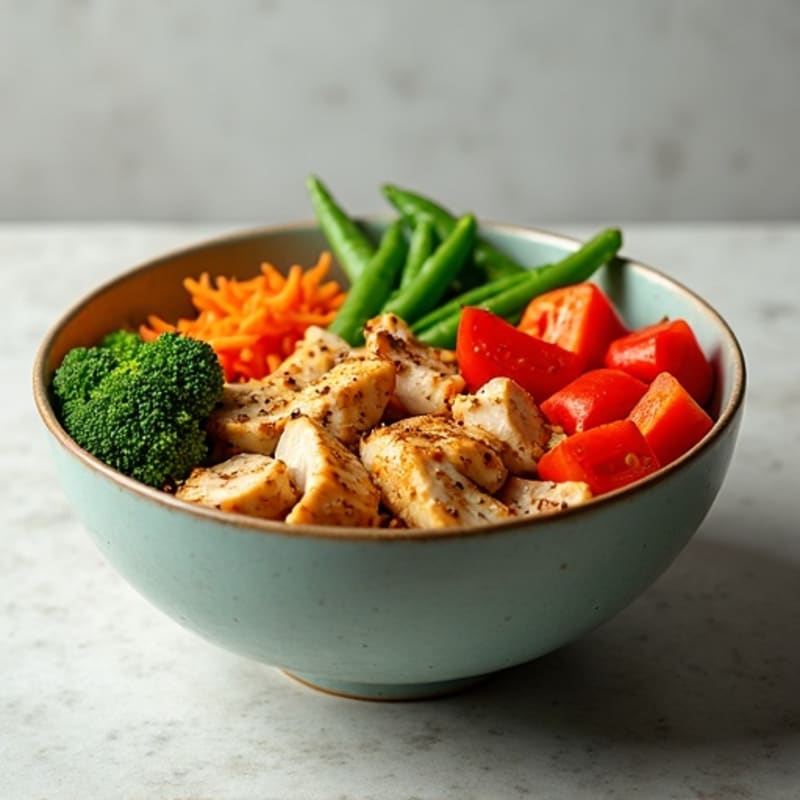 Sesame Ginger Chicken Power Bowl with Fresh Vegetables