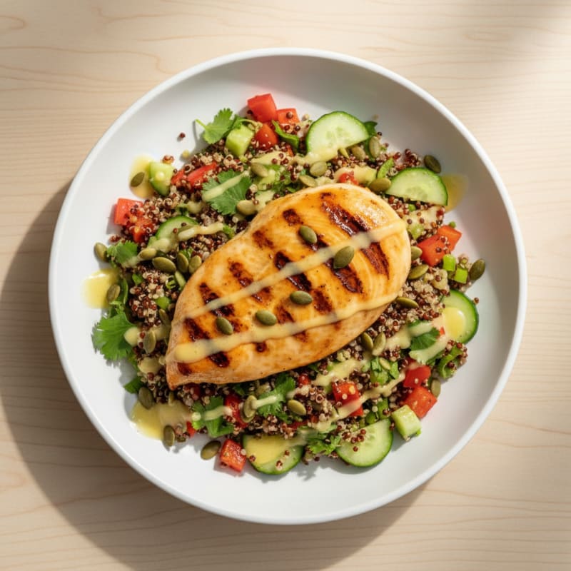 Grilled Chicken Breast with Crunchy Quinoa Salad