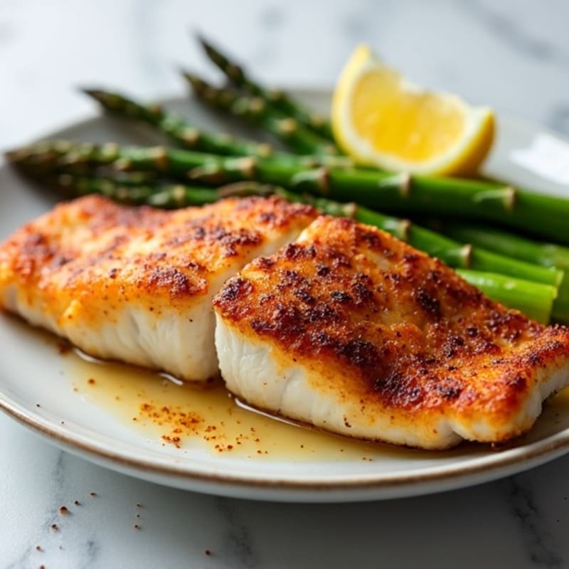Crispy Cajun Blackened Catfish with Roasted Asparagus