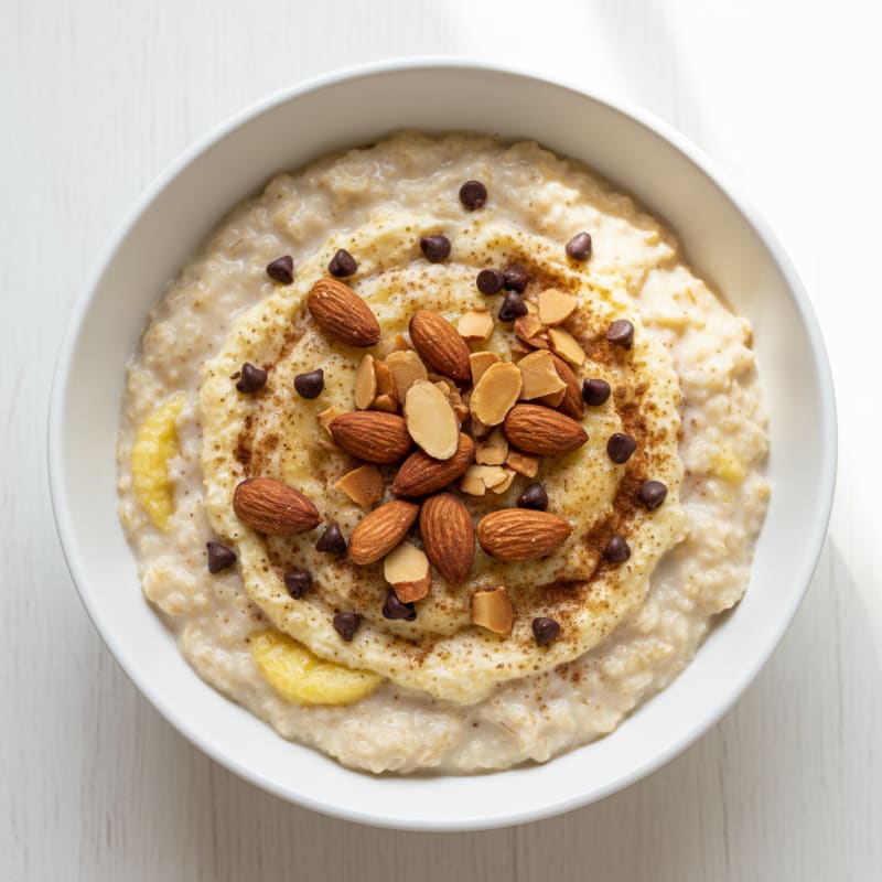 Egg White Banana Protein Oatmeal with Roasted Almonds