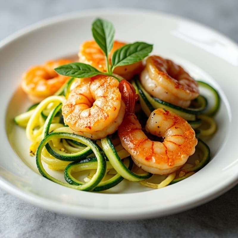 Pan-Seared Garlic Butter Shrimp with Zucchini Noodles