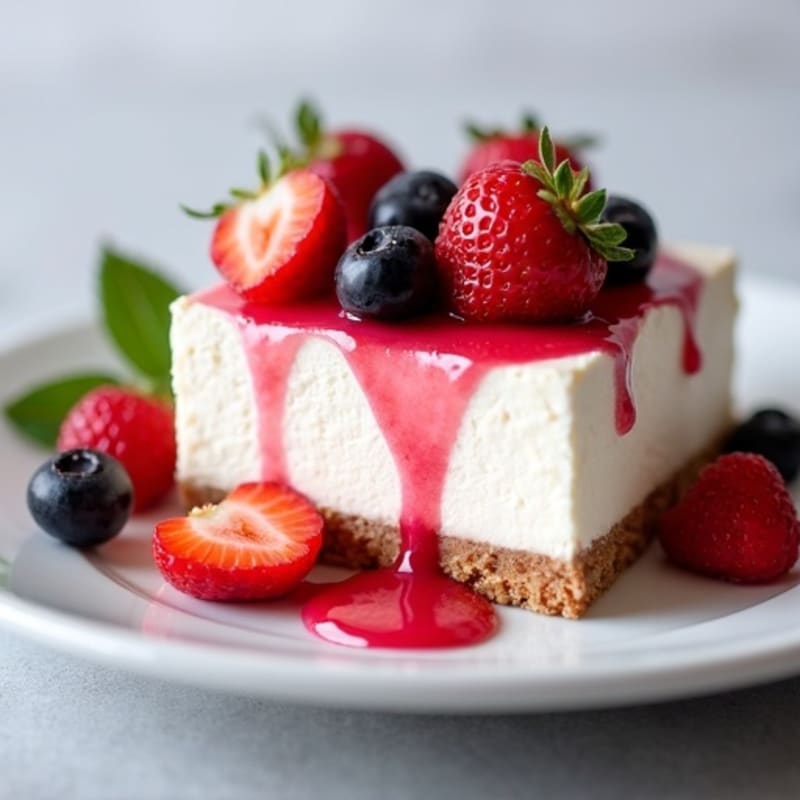 Greek Yogurt Protein Cheesecake with Mixed Berries