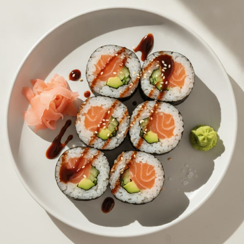 Fresh Salmon & Avocado Sushi Rolls