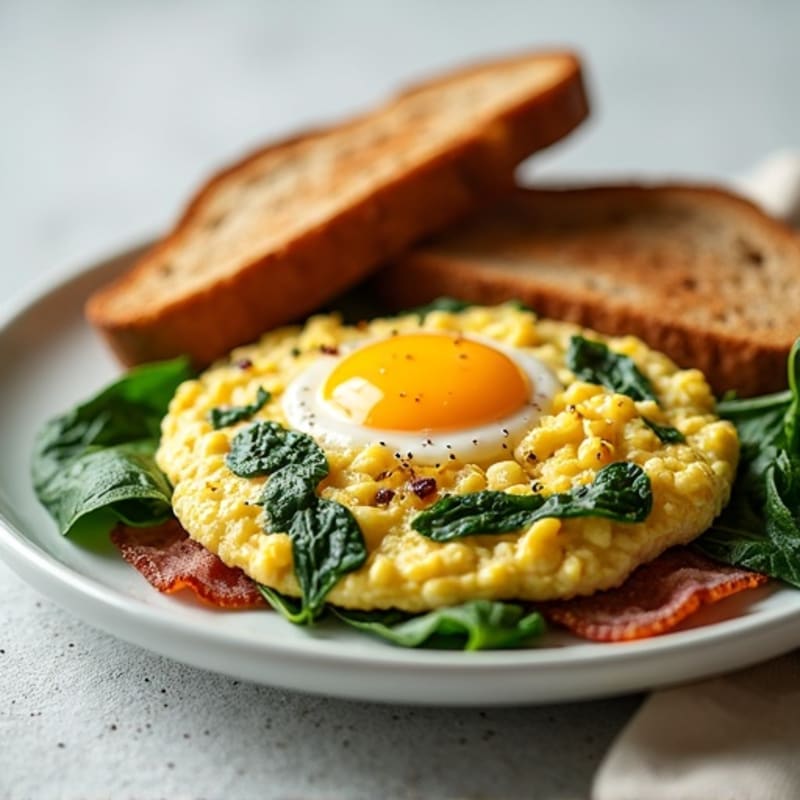 Egg White Scramble with Spinach and Turkey Bacon