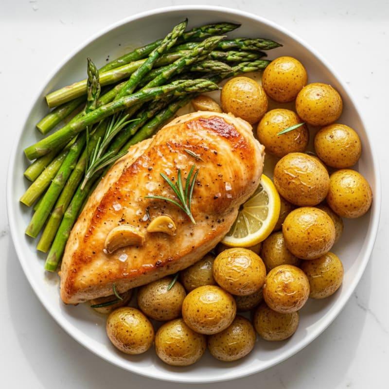 Lemon-Herb Roasted Chicken with Asparagus