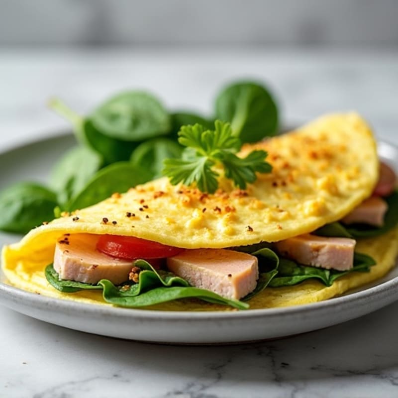 Egg White Omelet with Turkey Breast and Spinach