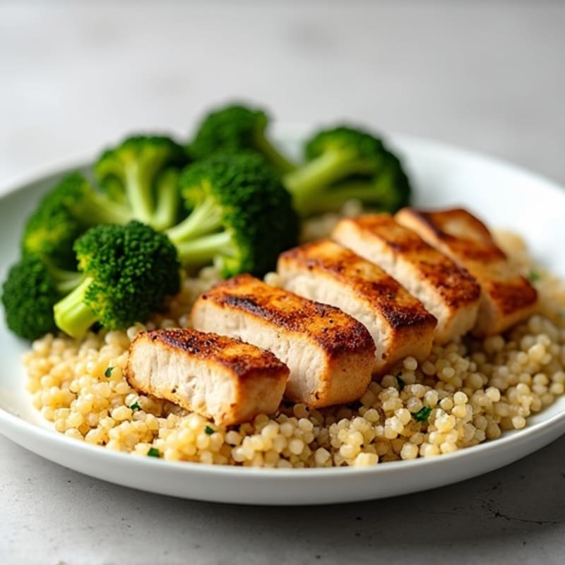 Grilled Chicken Breast with Quinoa and Steamed Broccoli