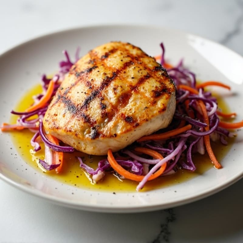 Grilled Chicken Breast with Crunchy Cabbage Slaw