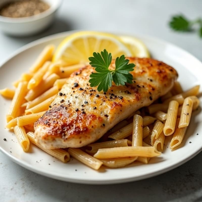 Lemon Garlic Pan-Seared Chicken with Whole Wheat Pasta