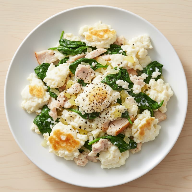 Egg White Scramble with Turkey Breast and Spinach