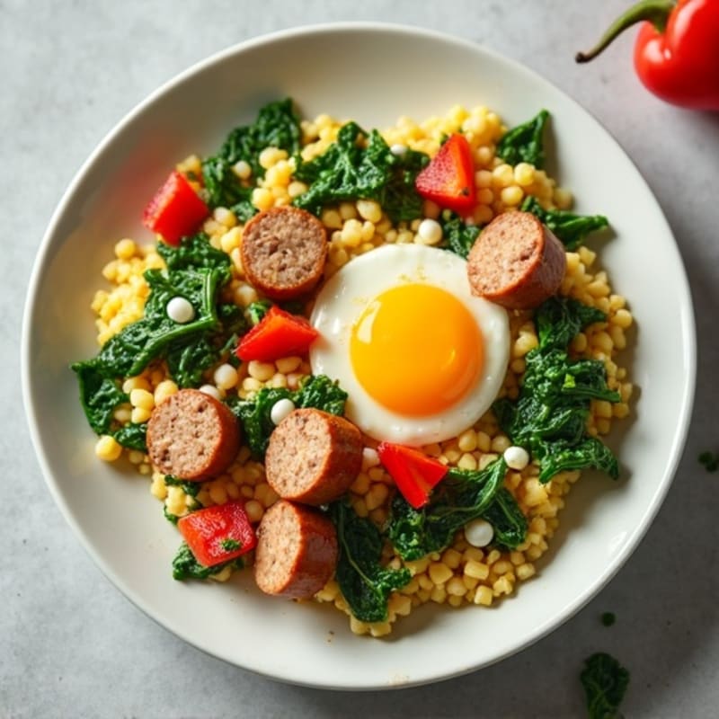 Egg White Scramble with Turkey Sausage and Spinach