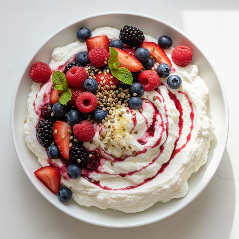 Greek Yogurt Protein Mousse with Mixed Berries