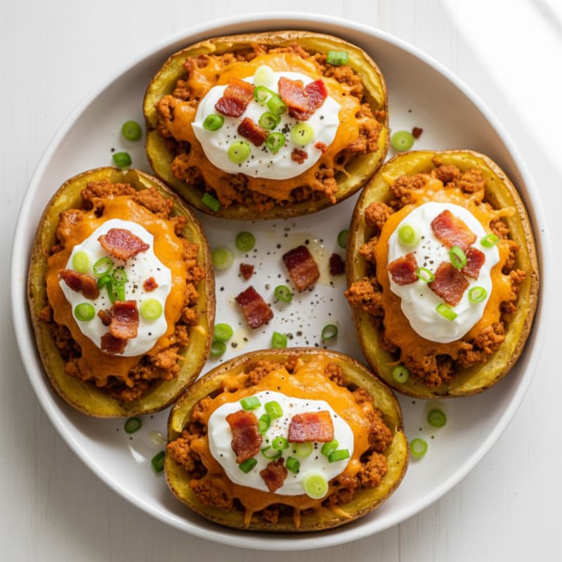 Crispy Bacon Cheddar Stuffed Potatoes