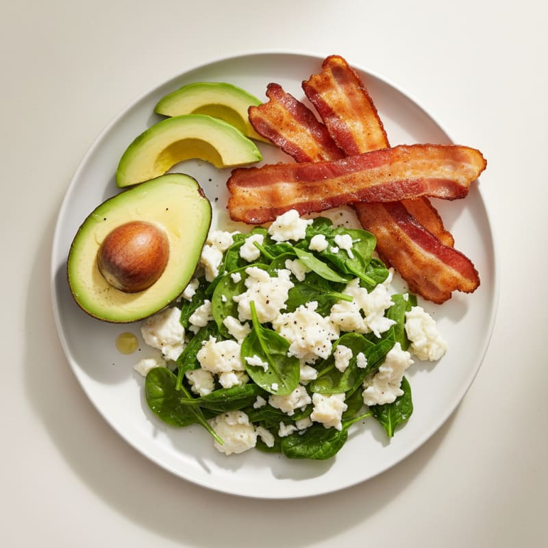 Crispy Turkey Bacon and Egg White Scramble with Spinach