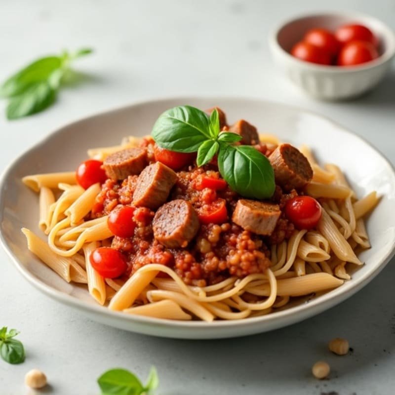 Hearty Lean Sausage Ragu with Whole Wheat Pasta