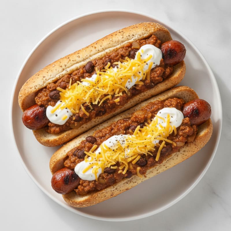 Chili Cheese Beef Hot Dogs