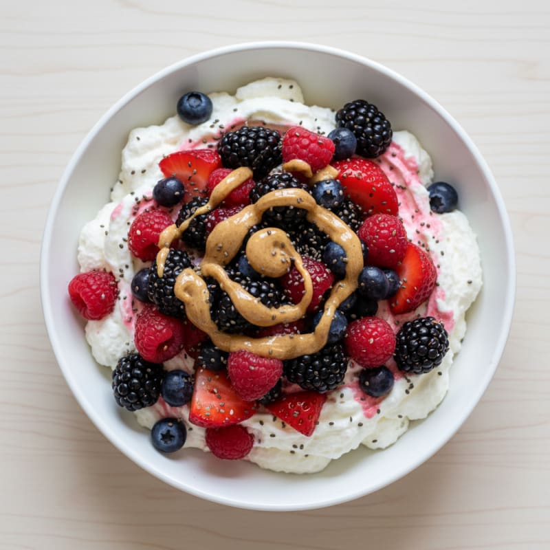 Greek Yogurt Protein Mousse with Mixed Berries