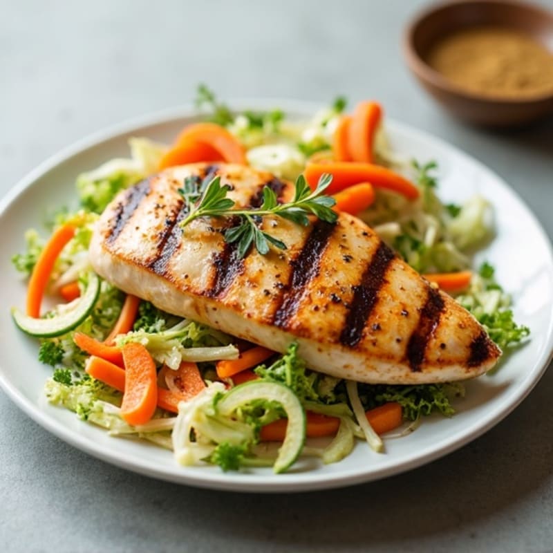 Grilled Chicken Breast with Crunchy Cabbage Slaw