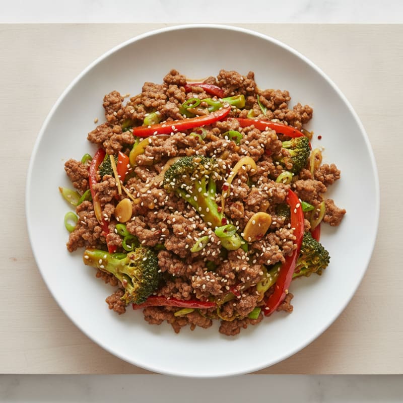 Sesame-Ginger Ground Beef Stir-Fry