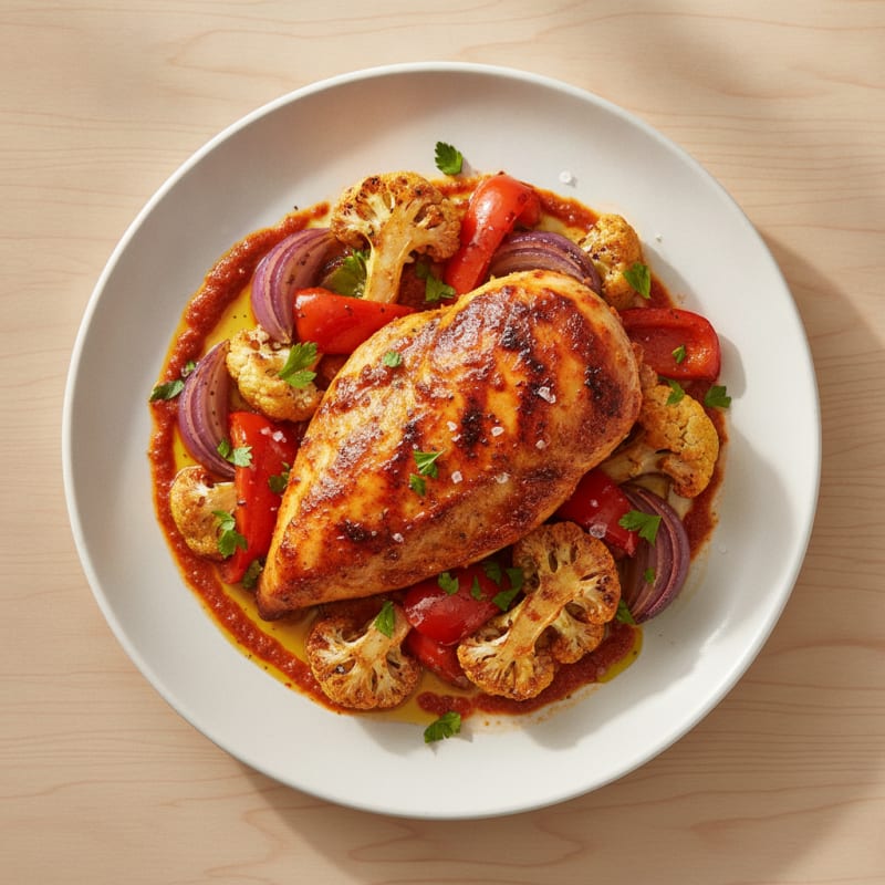 Spicy Harissa Chicken with Roasted Vegetables