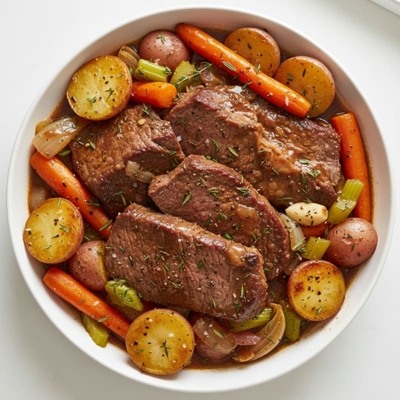 Slow-Cooked Herb Pot Roast with Root Vegetables