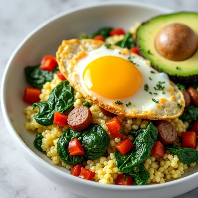 Egg White Scramble with Spinach and Turkey Sausage
