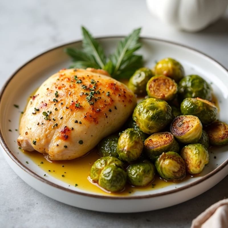 Lemon-Herb Roasted Chicken with Crispy Brussels Sprouts