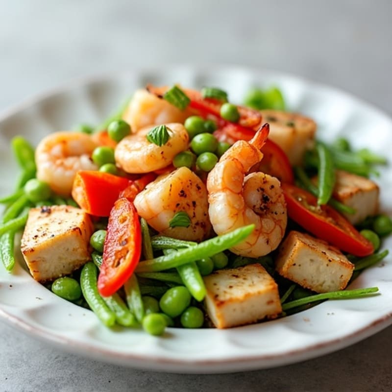 Grilled Tofu and Edamame Salad with Crisp Vegetables