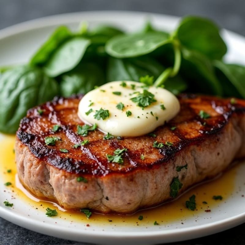 Crispy Pan-Seared Steak with Melted Blue Cheese