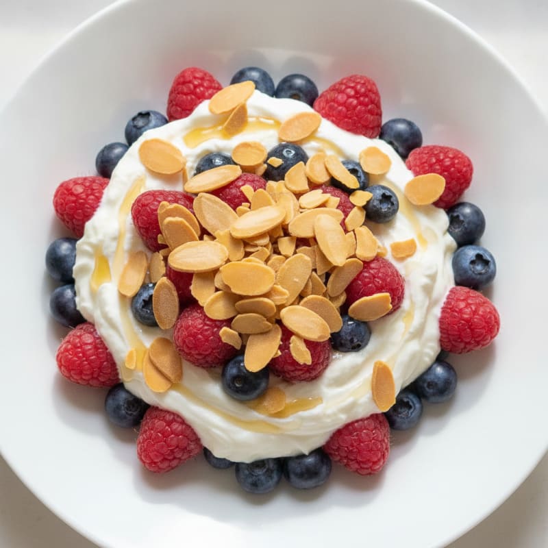 Greek Yogurt Protein Parfait with Berries and Almonds