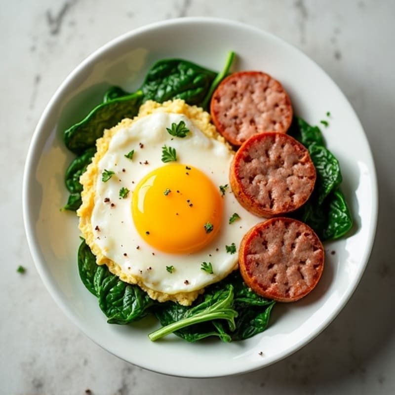 Egg White Scramble with Spinach and Turkey Sausage