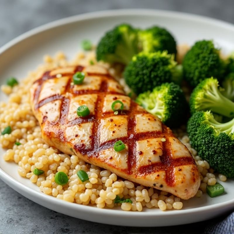 Grilled Chicken Breast with Roasted Broccoli and Quinoa