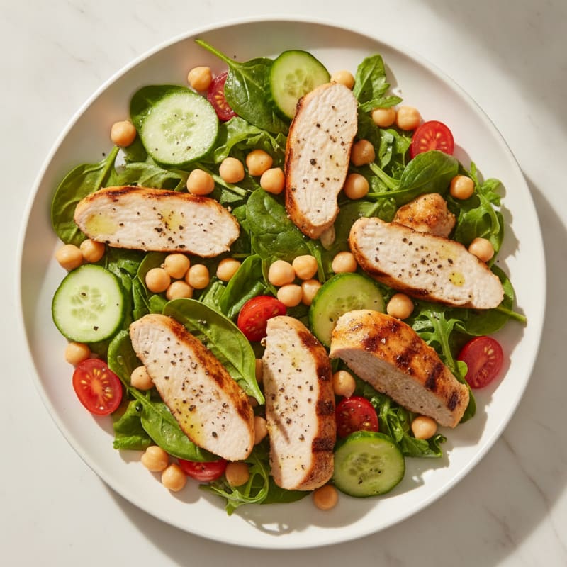 Grilled Turkey Breast Salad with Chickpeas and Lemon Vinaigrette